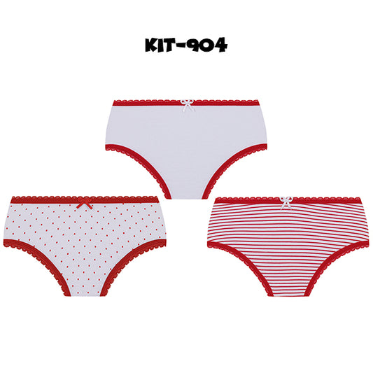 Lupo-18102 Kit 3 Calcinhas Infantil