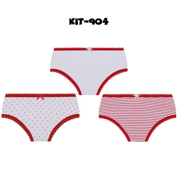 Lupo-18102 Kit 3 Calcinhas Infantil
