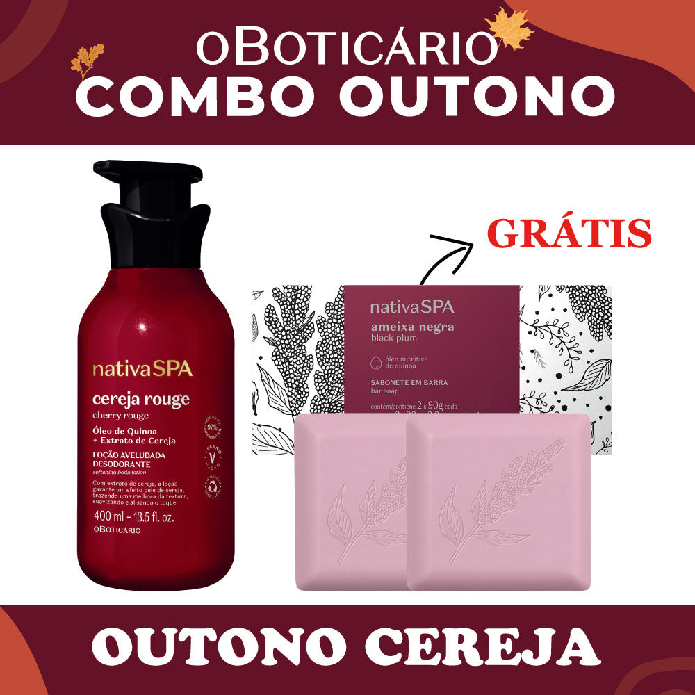 O Boticario Nativa SPA Locao Cereja Rouge 400ml + Sab. Ameixa Negra 2x90g