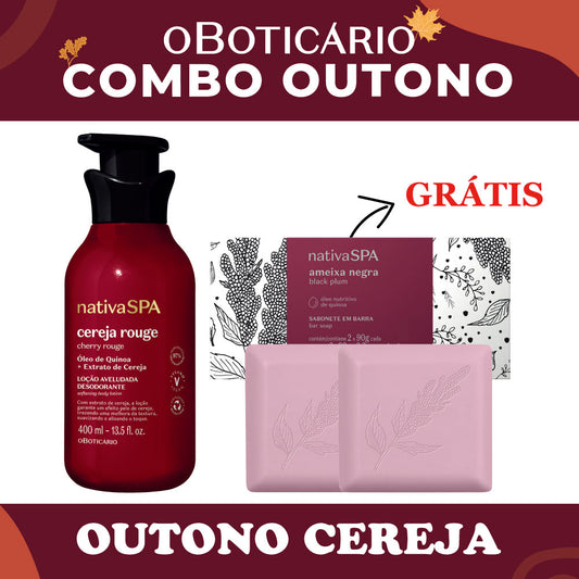 O Boticario Nativa SPA Locao Cereja Rouge 400ml + Sab. Ameixa Negra 2x90g