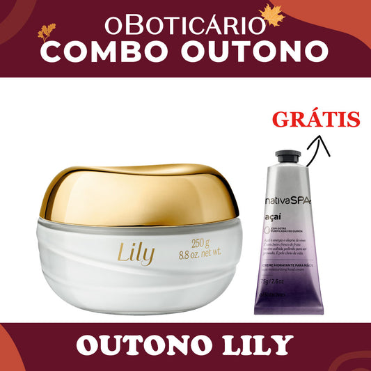 O Boticario Lily Creme Acetinado 250g + Creme Maos Acai 75g
