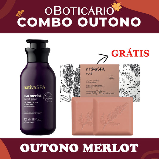 Nativa SPA Loção Uva Merlot 400ml + Sab. Rose 2x90g