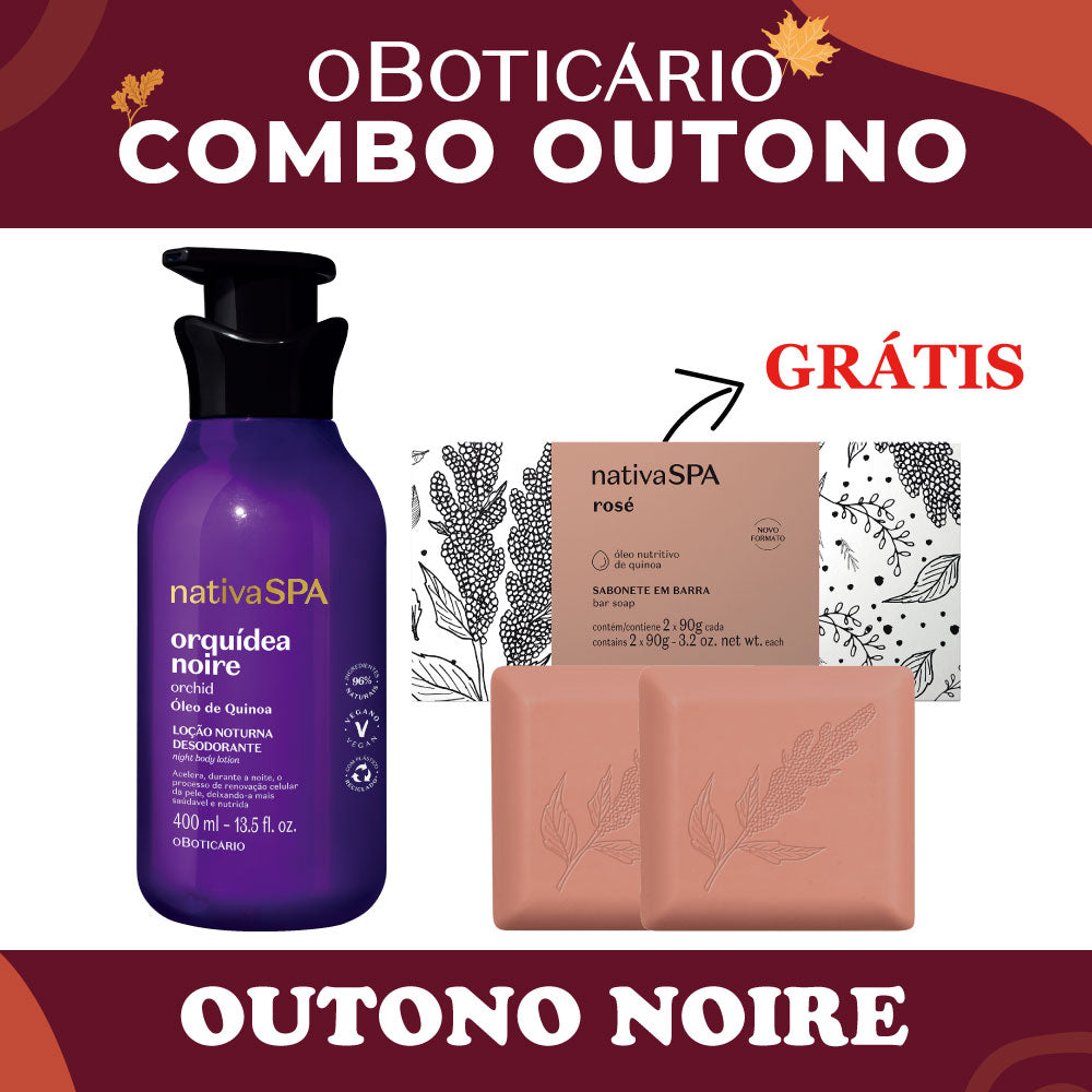 O Boticario Nativa SPA Locao Orquidea Noire 400ml + Sab. Rose 2x90g