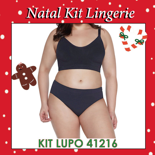 Natal Kit Lingerie Lupo-41216 Preto