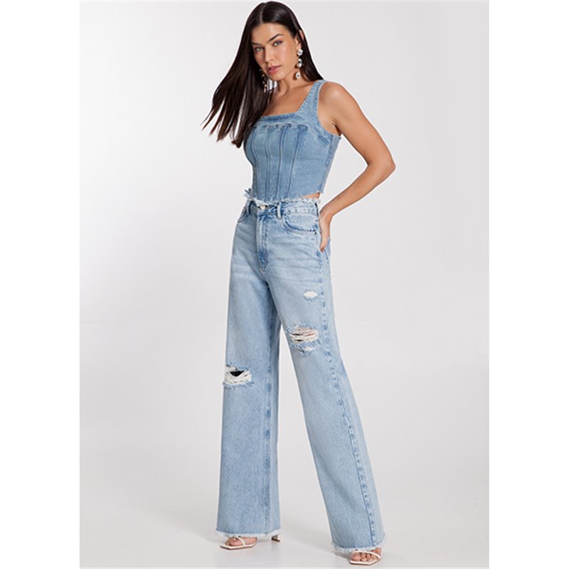 Lunender-20633 Calca Wide Leg