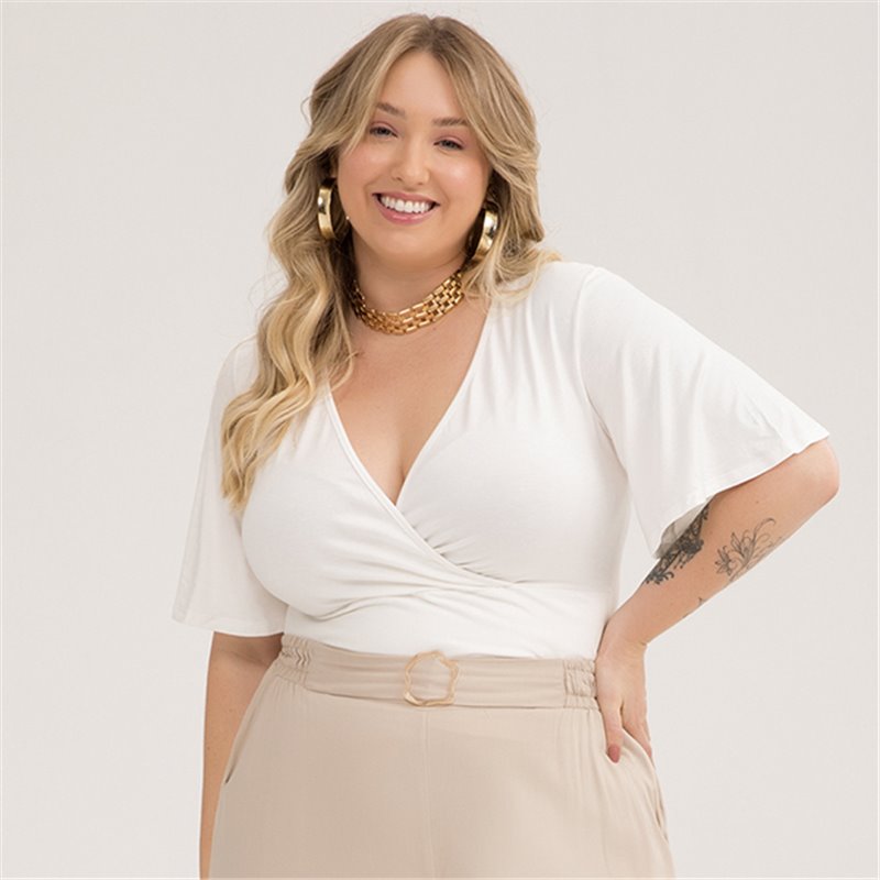 Lunender-35247 Blusa Plus Size Branco