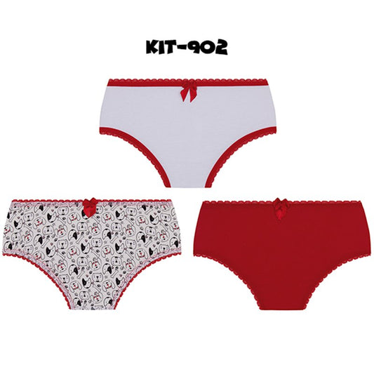 Lupo-18100 Kit 3 Calcinhas Infantil