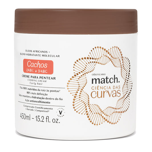 O Boticário Match CIENCIA das CURVAS Creme para pentear CACHOS 450ml